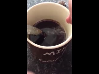 coffee with breast milk. a woman poured milk from her boobs into a cup of coffee)