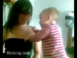 curious baby wants to see boobs